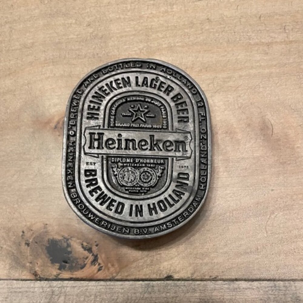 Heineken Lager Beer Brewed in Holland Vintage Belt Buckle #1134